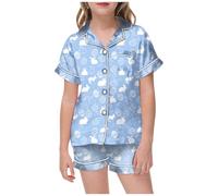 Genérico Conjunto de Pijama para niñas y niños,Ropa Dormir Manga Corta Seda Hielo Ropa Descanso clásica 2 Piezas Regalos niños Dulce a la Moda bebé niña