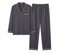 Genérico Conjunto De Pijama - Pijama Termico Hombre Conjunto de Ropa de casa Masculina cómoda de Manga Larga para Primavera y otoño (Dark Gray XXXL)