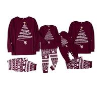 Genérico Conjunto de Pijamas Familiares Navideños de Dos Piezas con Diseño de Reno Top Blanco y Pantalón a Cuadros Rojo Negro para Padres e Hijos01