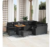 Genérico Conjunto de sofá de jardín 12 pcs Negro 80 x 80 x 71 cm,Mobiliario,Muebles de jardín,Asientos de Exterior,Sofás de Exterior,Negro,99.2 KG,3363729