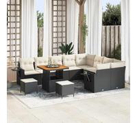 Genérico Conjunto de sofá de jardín 12 pcs Negro y Crema 80 x 80 x 71 cm,Mobiliario,Muebles de jardín,Asientos de Exterior,Sofás de Exterior,Negro,99.8 KG,3363730