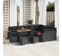 Genérico Conjunto de sofá de jardín 13 pcs Negro 110 x 55 x 71 cm,Mobiliario,Muebles de jardín,Asientos de Exterior,Sofás de Exterior,Negro,99.7 KG,3363219