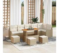 Genérico Conjunto de sofá de jardín con cojín 10 pcs Beige y Crema,Mobiliario,Muebles de jardín,Asientos de Exterior,Sofás de exterior-3364241