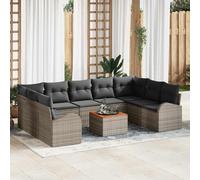 Genérico Conjunto de sofá de jardín con cojín 10 pcs Gris Poliratán,Mobiliario,Muebles de jardín,Conjuntos de jardín-3347622