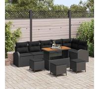Genérico Conjunto de sofá de jardín con cojín 10 pcs Negro Poliratán,Mobiliario,Muebles de jardín,Conjuntos de jardín-3362419