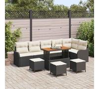 Genérico Conjunto de sofá de jardín con cojín 10 pcs Negro y Crema,Mobiliario,Muebles de jardín,Asientos de Exterior,Sofás de exterior-3364240
