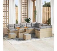 Genérico Conjunto de sofá de jardín con cojín 12 pcs Beige y Gris Claro,Mobiliario,Muebles de jardín,Asientos de Exterior,Sofás de Exterior,Beige,99.2 KG,3364127