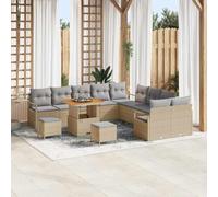 Genérico Conjunto de sofá de jardín con cojín 13 pcs Beige y Gris Claro,Asientos de Exterior,Sofás de exterior-3364532