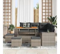 Genérico Conjunto de sofá de jardín con cojín 9 pcs Gris ratán sintético,Conjuntos de jardín-3362013