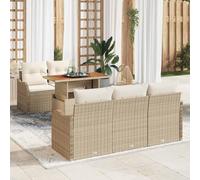 Genérico Conjunto de sofá de jardín con cojín Manual 6 pcs Beige y Crema,Asientos de Exterior,Sofás de exterior-3349399