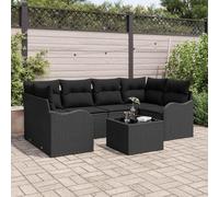 Genérico Conjunto de sofá de jardín con cojín Manual 7 pcs Negro,Asientos de Exterior,Sofás de exterior-3354272