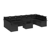 Genérico Conjunto de sofá de jardín Manual 11 pcs Negro 100 x 55 x 73 cm,Mobiliario,Muebles de jardín,Asientos de Exterior,Sofás de Exterior,Negro,99.2 KG,3357096