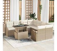 Genérico Conjunto de sofá de jardín Manual 9 pcs Beige 100 x 55 x 73 cm,Mobiliario,Muebles de jardín,Asientos de Exterior,Sofás de Exterior,Beige,86.1 KG,3357354