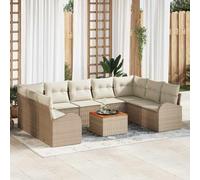 Genérico Conjunto de sofás de jardín 10 pcs Beige ratán sintético,Conjuntos de jardín-3347624
