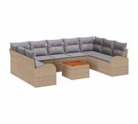Genérico Conjunto de sofás de jardín 10 pcs Beige ratán sintético,Mobiliario,Muebles de jardín,Conjuntos de jardín-3347623