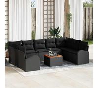 Genérico Conjunto de sofás de jardín 10 pcs Negro ratán sintético,Mobiliario,Muebles de jardín,Conjuntos de jardín-3347625