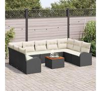 Genérico Conjunto de sofás de jardín 10 pcs Negro ratán sintético,Mobiliario,Muebles de jardín,Conjuntos de jardín-3347621