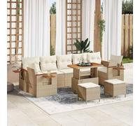 Genérico Conjunto de sofás de jardín con cojín 10 pcs Beige y Crema,Asientos de Exterior,Sofás de exterior-3363161