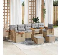 Genérico Conjunto de sofás de jardín con cojín 10 pcs Beige y Gris Claro,Mobiliario,Muebles de jardín,Asientos de Exterior,Sofás de exterior-3363162