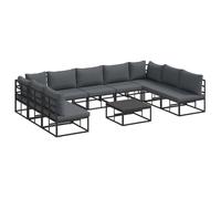 Genérico Conjunto de sofás de jardín con cojín 10 pcs Negro Aluminio,Mobiliario,Muebles de jardín,Conjuntos de jardín-3378901