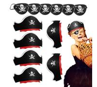 Genérico Conjunto de sombrero pirata, Kit de accesorios de suministros de Halloween para cosplay pirata, Parches para ojos de, sombreros de espadas para Halloween, cosplay