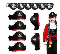 Genérico Conjunto de sombrero pirata | Kit de cosplay de suministros piratas de Halloween,Parches para ojos de pirata de Halloween, espadas inflables para fiesta de disfraces