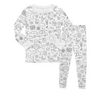 Genérico Conjunto de Sudadera con Capucha y Pantalones para Niña Diseño Artístico para Personalizar y Colorear Estilo Único y Creativo (White, 5-6)