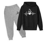 Genérico Conjunto de Sudadera con Capucha y Pantalones para niñas Abrigo Invierno otoño Juegos Exteriores Ropa Infantil cómoda Diaria (Dark Blue, 4-5 Years)