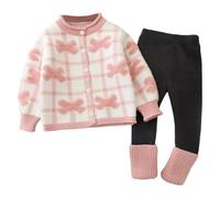 Genérico Conjunto de Suéter Tejido y Leggings para Niñas Abrigo Invierno Prendas Juego Diario Cómodas Edades 2 3 4 5 6 7 Años (2-3 Years)
