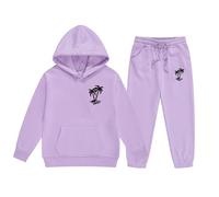 Genérico Conjunto de Suéter y Pantalón con Capucha Infantil Estampado Niñas Tallas y Grandes Diseño Cómodo y Moderno para Uso Diario (Purple, 160)