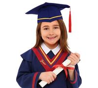 Genérico Conjunto De Toga Y Birrete para Niños 2026, Disfraces De Graduación para Niñas Y Niños, Uniforme De Ceremonia Académica Clásico (Navy, 9-10 Years)