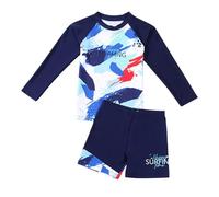 Genérico Conjunto De Traje De BañO para NiñO - Traje De BañO De Dos Piezas De Secado RáPido con Estampado De Dibujos Animados De Sark De Manga Larga para NiñOs Y BañAdor