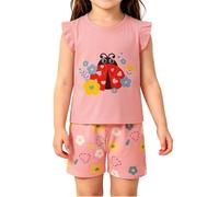 Genérico Conjunto De Verano Para Niñas 2026: Camiseta De Manga Corta Y Short Cómodo, Ropa Casual De Algodón Para Jugar Al Aire Libre (4-5 Years)
