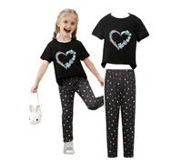 Genérico Conjunto De Verano Para Niñas 2026: Top Corto Estampado De Manga Corta Y Pantalón Largo, Dos Piezas Cómodas Para Jugar Al Aire Libre (Multicolour, 2-3 Years)