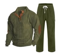 Generico Conjunto deportivo cargo chándal hombre completo blusa y pantalones estilo victoriano renacentimiento sudadera hombre sin capucha con media cremallera pantalón para chándal pierna recta