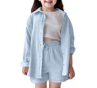Genérico Conjunto deportivo de 2 piezas para niña,traje casa dos traje casual verano Conjuntos Ropa Niñas 1 Top Pantalón camiseta manga corta adolescentes Niños 1-6 Años