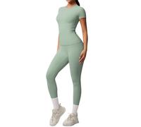 Genérico Conjunto Deportivo de Dos Piezas Transpirable para Yoga Fitness y Entrenamiento en Gimnasio con Leggings de Tiro