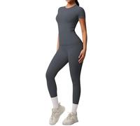 Genérico Conjunto Deportivo de Dos Piezas Transpirable para Yoga Fitness y Entrenamiento en Gimnasio con Leggings de Tiro