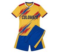 Genérico Conjunto Deportivo de Fútbol para Niños 2026, Pantalón Corto y Camiseta con Estampado de Bandera Nacional, Uniforme de Malla para Educación Física Escolar