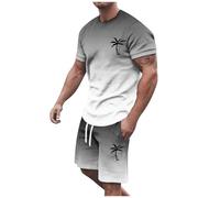 Genérico Conjunto Deportivo Hombre Corto, Chándal Hombre Verano Corto Mangas Cortas Impresas Camisetas Y Pantalones Cortos Drawapting De Cinturón Deportivo Y De Ocio para Fitness Y Correr