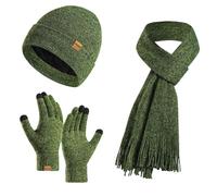 Genérico Conjunto Gorro Bufanda Guantes Mujer,Conjunto De Guantes con Pantalla TáCtil para Hombre Y Mujer Gorro De Invierno Bufanda Calentador De Cuello con Forro Polar De Punto CáLido