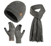 Genérico Conjunto Gorro Bufanda Guantes Mujer,Conjunto De Guantes con Pantalla TáCtil para Hombre Y Mujer Gorro De Invierno Bufanda Calentador De Cuello con Forro Polar De Punto CáLido