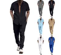 Genérico Conjunto Hombre Corto Chandal Hombre Completo Corto Camisa Manga Corta Y Pantalones 2 Piezas Ropa Deportiva Colore Sólido Cómodo Transpirable Para Fútbol Baloncesto Tenis Jogging