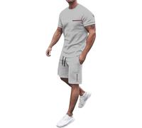 Genérico Conjunto Hombre Verano Talla Grande Chándal Completo Hombre Verano 2 Piezas Camiseta Manga Corta Y Pantalón Corto Ropa De Deporte Cómodo Transpirable Para Fútbol Baloncesto Tenis Jogging