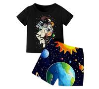 Genérico Conjunto infantil varón con estampado elegante camiseta manga corta y pantalones cortos para uso diario desde dos hasta doce años