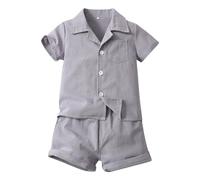 Genérico Conjunto NiñO - NiñOs PequeñOs NiñAs Manga Corta Verano Casual Caballero Tops Hawaii Beach Holiday Camisas SóLidas Camiseta Pantalones Cortos Trajes