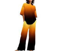 Genérico Conjunto Pijama Mujer Verano Pijama Lactancia Camiseta Holgada De Manga Corta con Cuello Y Estampado para Mujer Conjunto De 2 Tallas Grandes con Personalizado Pijamas Yellow M
