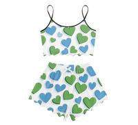 Genérico Conjunto Pijama para Mujer Estampado - San Valentin Regalos Mujer Único, Pijamas En Interiores Conjunto De 2 Piezas Chic, Top Tirantes Y Pantalones Cortos Verde S