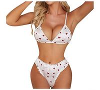 Genérico Conjunto Ropa Interior Mujer Ropa Interior De Mujer Lenceria Mujer Sexy Erótico Tallas Grandes Pijama Estampado con Anillos Metálicos Y Ligas, Conjunto Sexy Y Fashion Que Ama Lo Llamativo