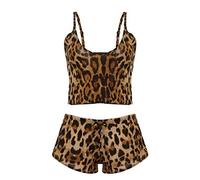 Genérico Conjunto Ropa Interior Mujer Ropa Interior De Mujer Lenceria Mujer Sexy Erótico Tallas Grandes Lencería De Leopardo con Lazo Y Talla Plus, Pijama Sexy Curvy Que Ama Lo Salvaje Y Femenino